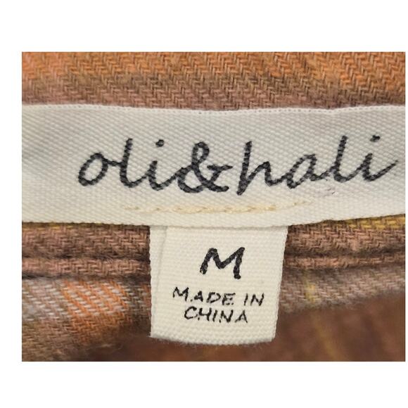 Oli & Hali Maxi Mineral Washed Bleach Plaid Cotton Shacket Medium - Picture 8 of 11